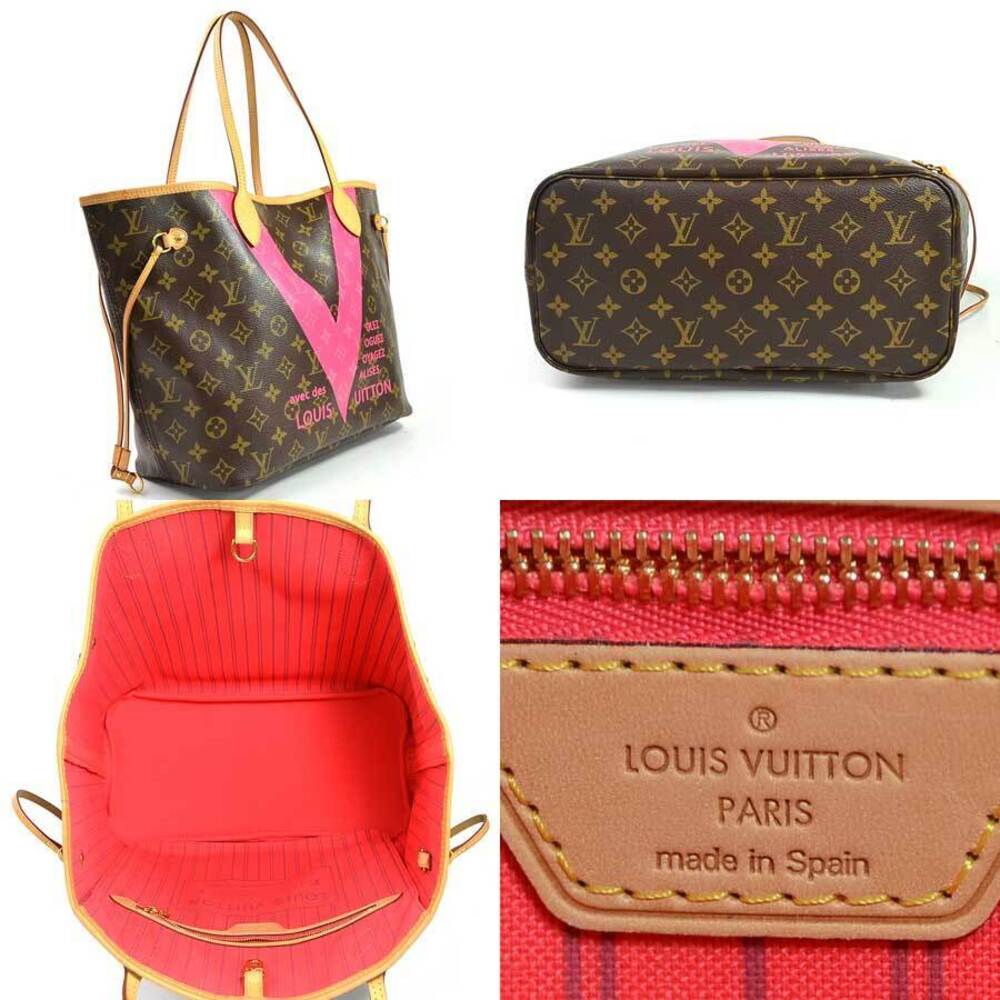 Louis Vuitton Bag Pink Monogram Brown Canvas Grenard Neverfull Shoulder Tote